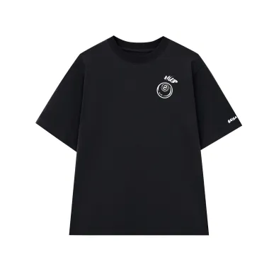 Áo thun oversize cotton 100% dày 250gsm in logo bida phong cách basic màu đen logo trắng - Hub