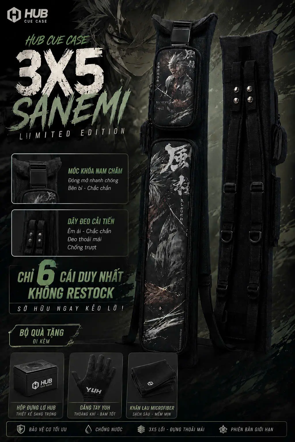Bao Cơ Bida Hub Cue Case 3x5 Sanemi Limited Edition Version 2 ( Phiên bản giới hạn )
