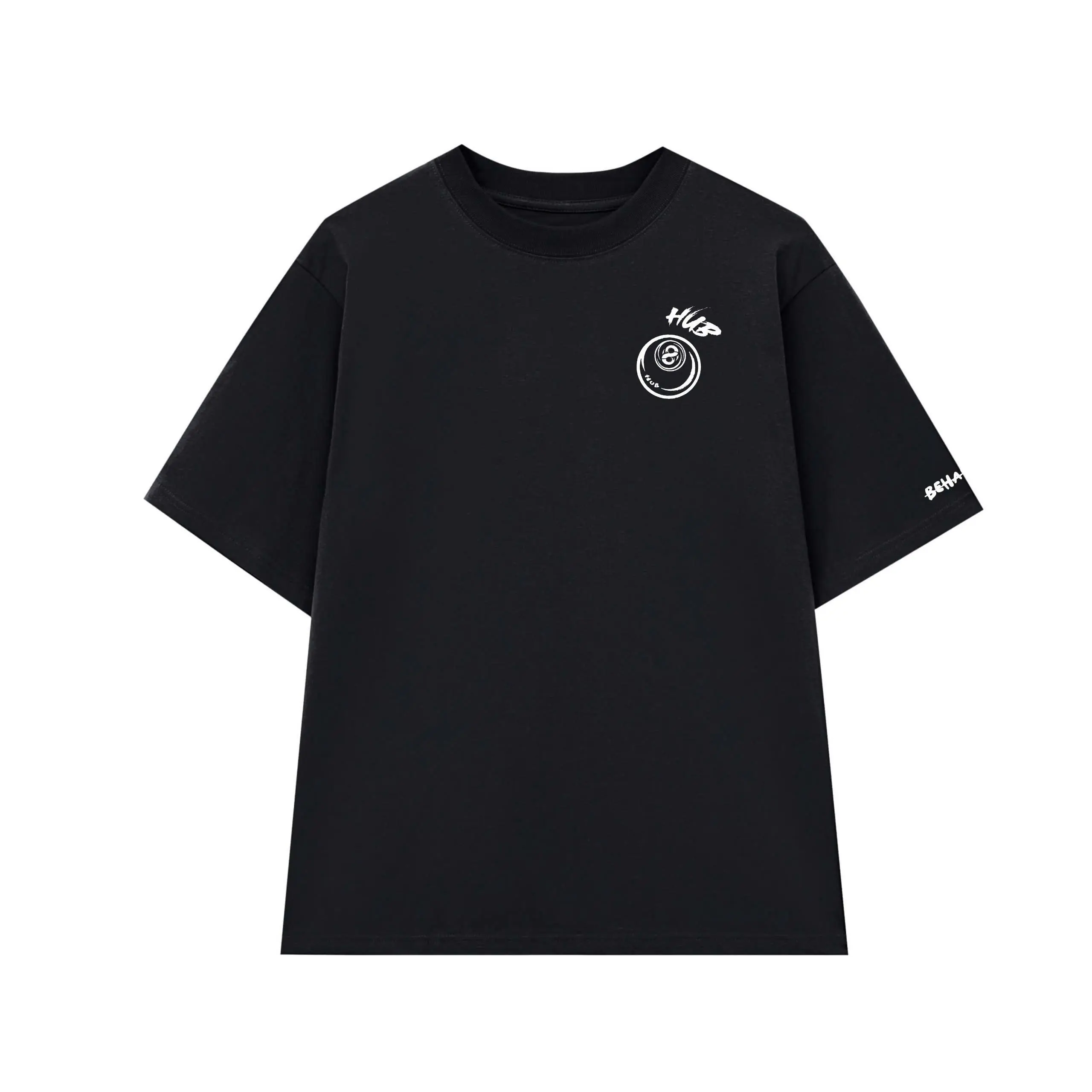 Áo thun oversize cotton 100% dày 250gsm in logo bida phong cách basic màu đen logo trắng - Hub